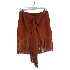 Shein Orange Fringe Skort Womens sz XL Boho Cottagecore Whimsical Hippie Retro